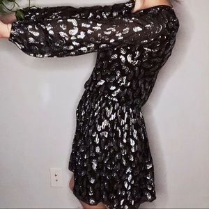 Micheal Kors silver/black paisley cocktail dress